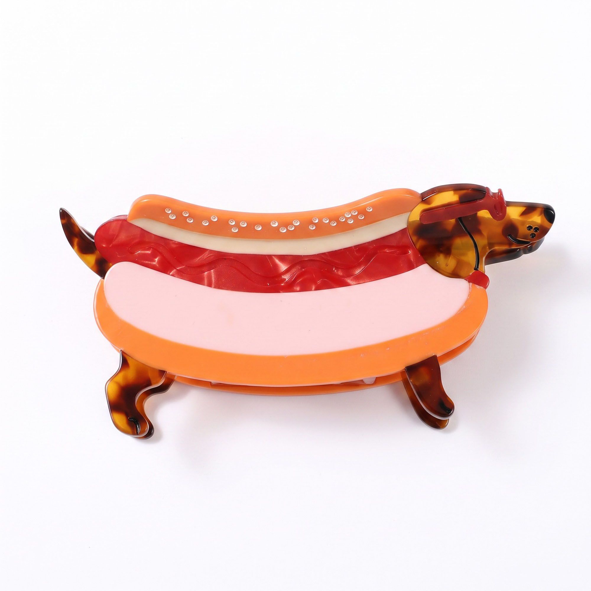 Set de 3 pinzas de pelo de perro salchicha con diseño de concha de tortuga, accesorios para el pelo de cachorros