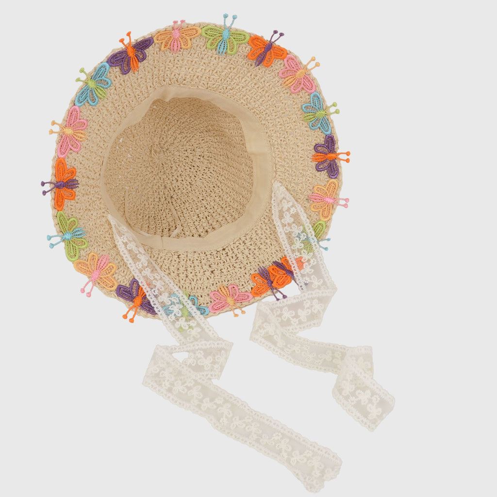 Anna-Kaci Women's Colorful Butterfly - Embellished Straw Sun Hat