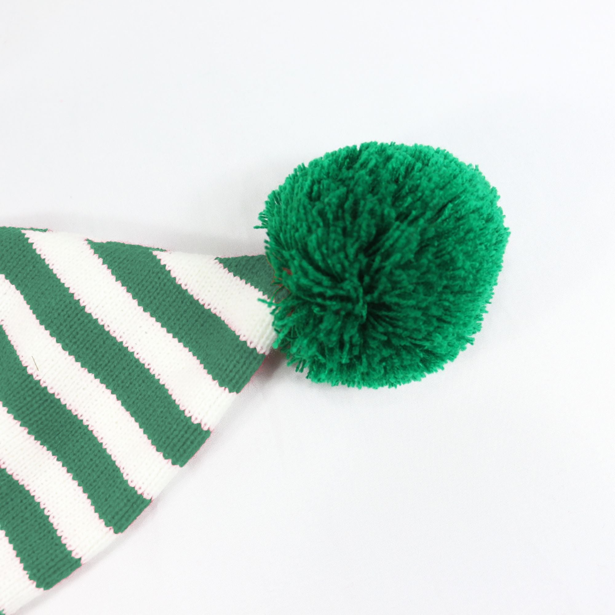 Anna-Kaci Women's Christmas Elf Striped Knit Hat Striped Beanie with Pom-Pom & Elf Ears for Holiday Parties & Festive Decor