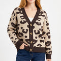 Leopard Print V-Neck Button-Front Cardigan Sweater