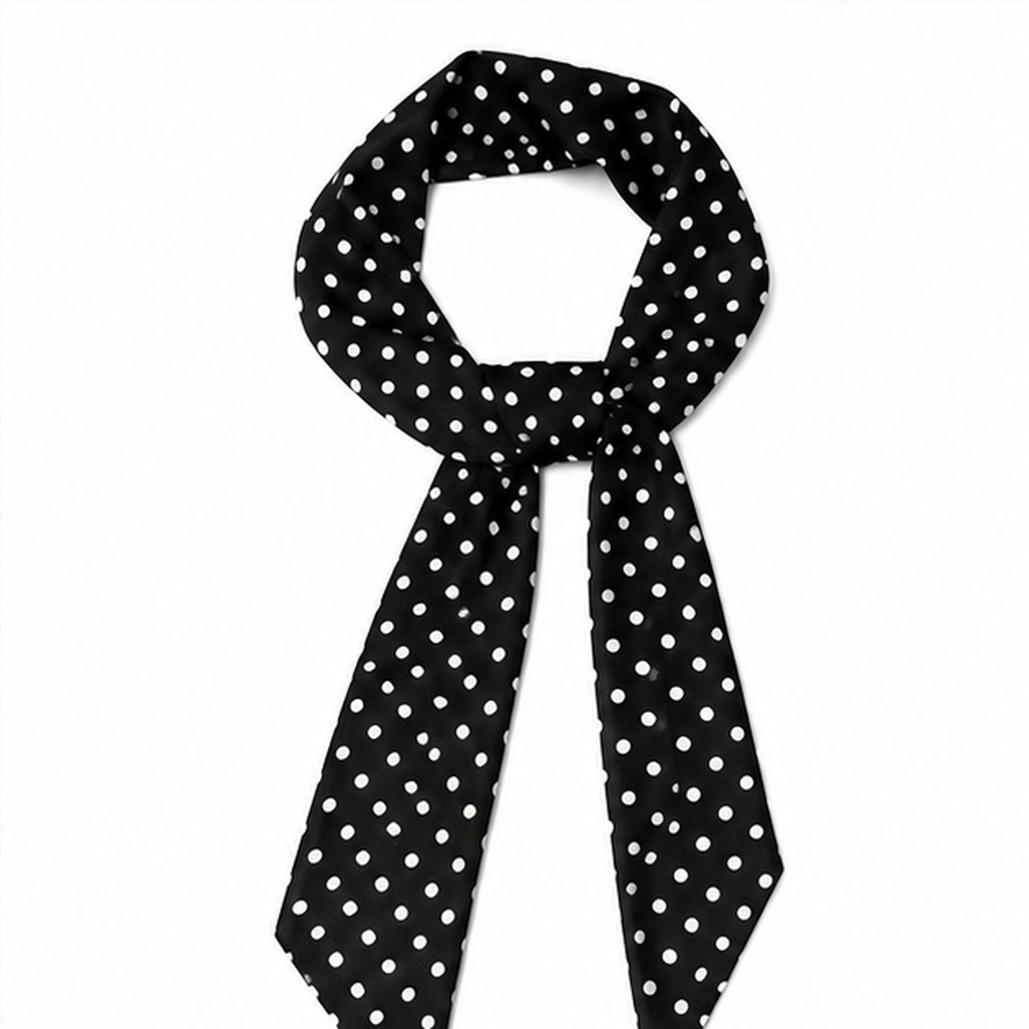 Polka Dot Skinny Neck Scarf with Pointed Ends