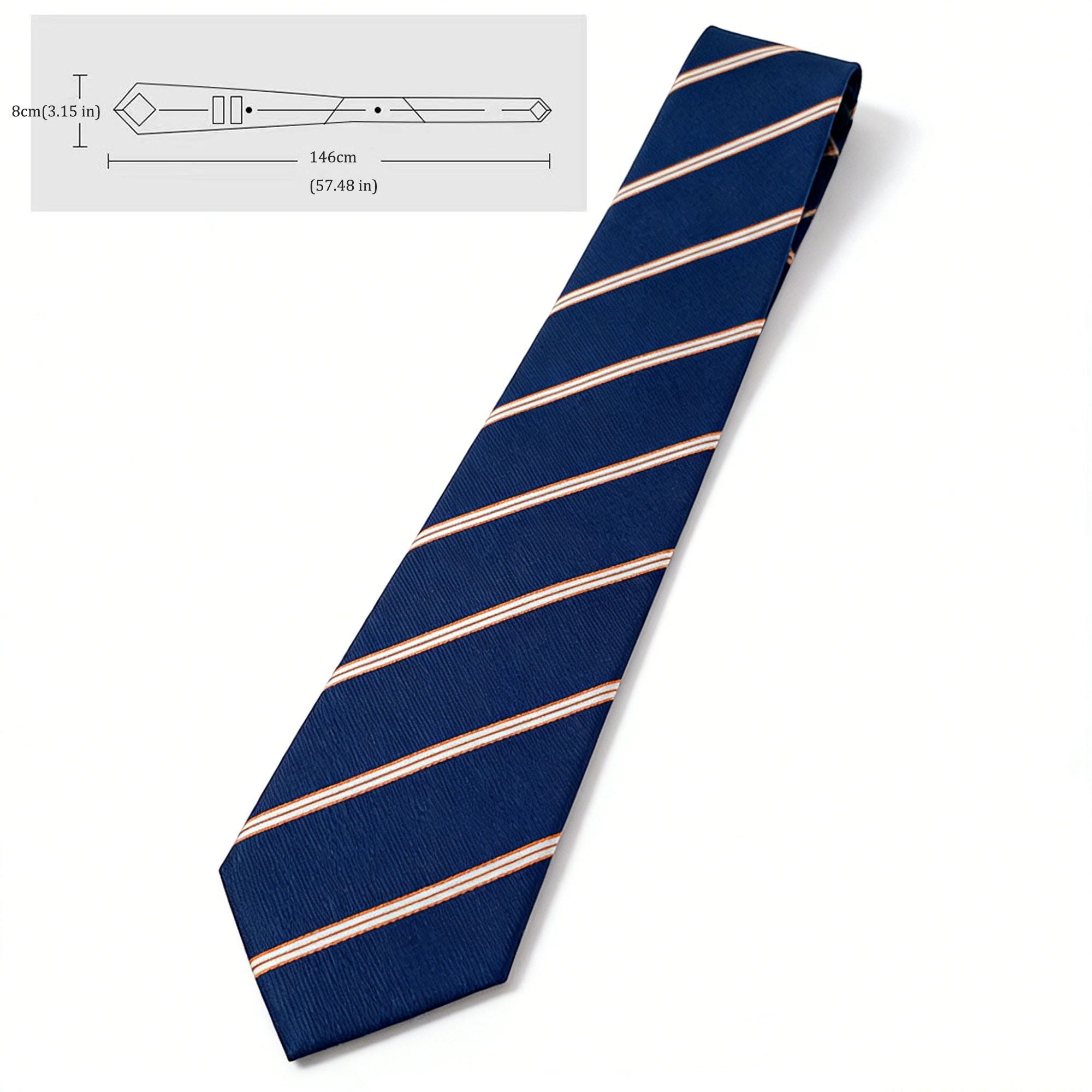 Anna-Kaci Men's Polyester Filament Tie with White Diagonal Stripes - Formal/Casual Necktie for Business, Weddings & Daily Wear