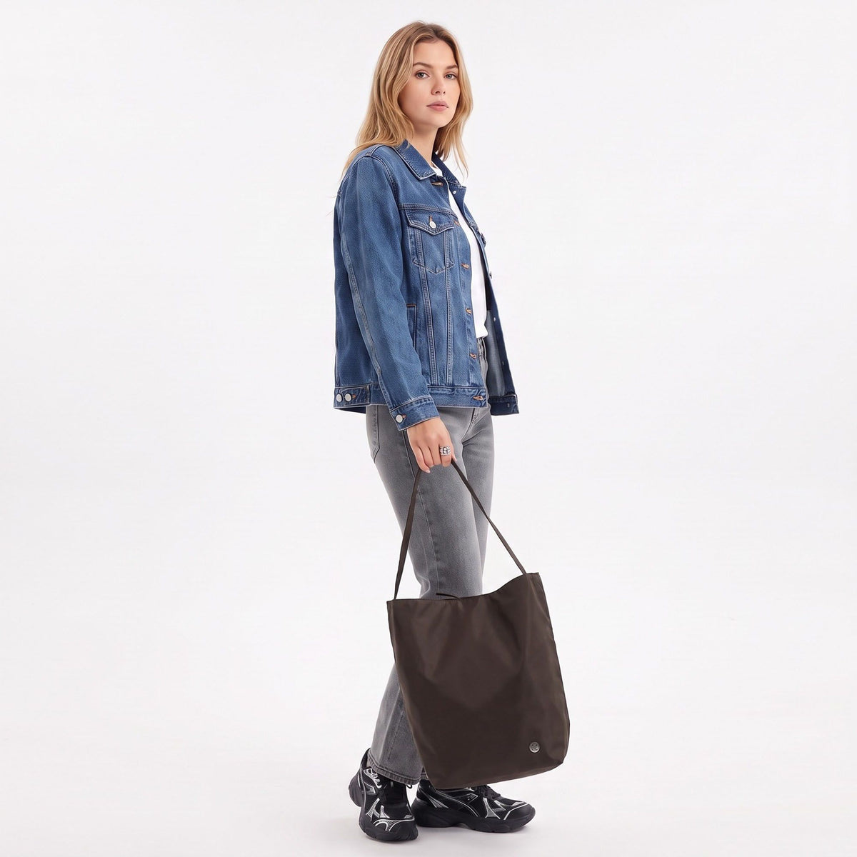 Lightweight Nylon Shoulder Tote Bag Large Capacity Casual Carryall Everyday