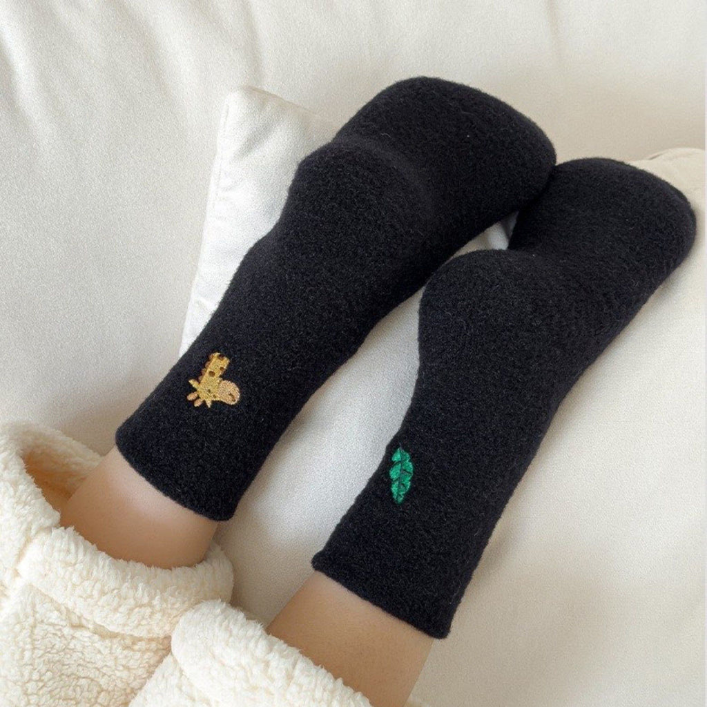 Anna-Kaci Women's 3-Pair Fuzzy Crew Sock Set with Cute Embroidery US 5¨C10
