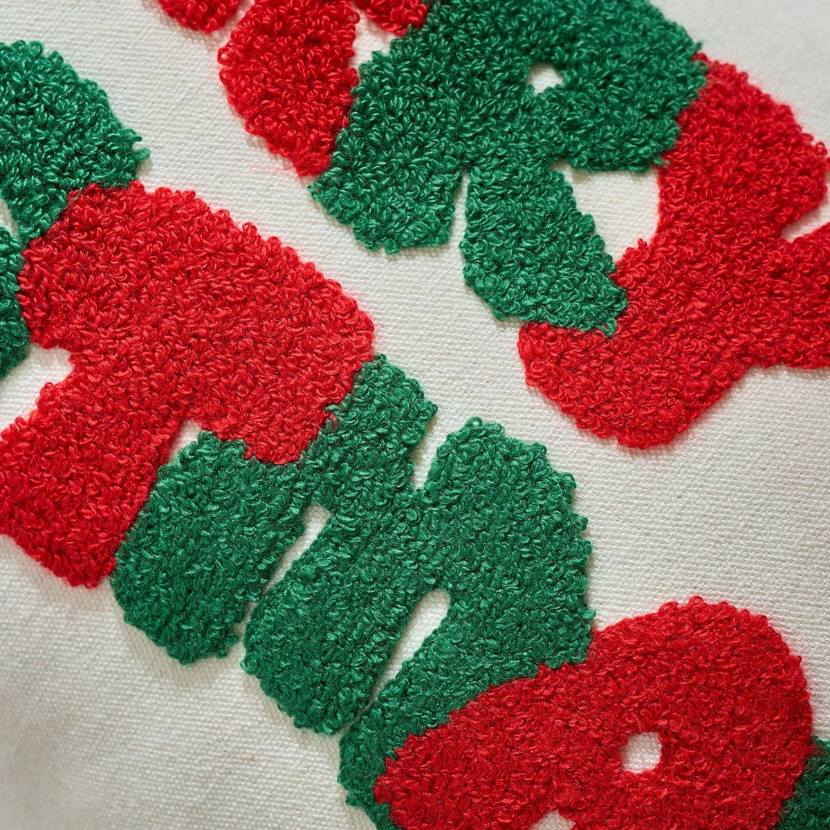 Merry Christmas Tufted Lumbar Throw Pillow Cover Holiday Decorative Accent