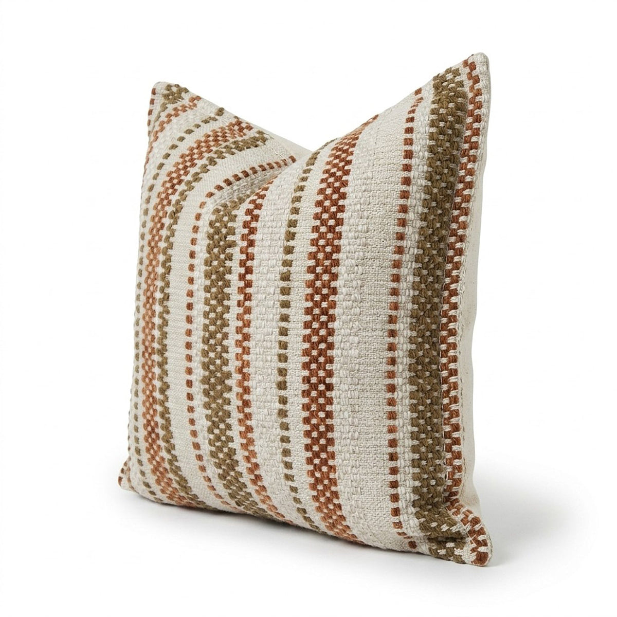 Textured Woven Striped Square Decorative Throw Pillow Cover