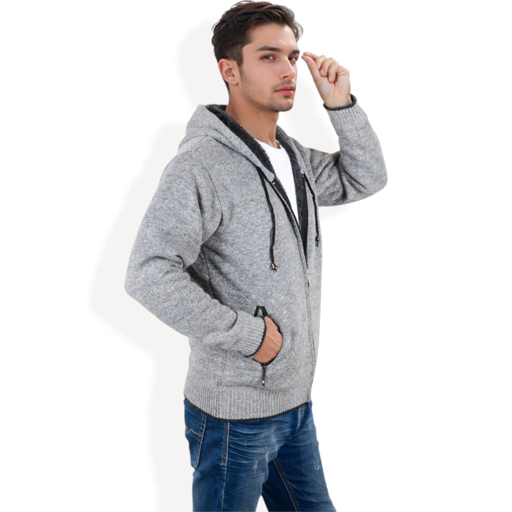 Anna-Kaci Men's Zip-Up Hooded Fleece Jacket with Adjustable Drawstrings and Front Pockets