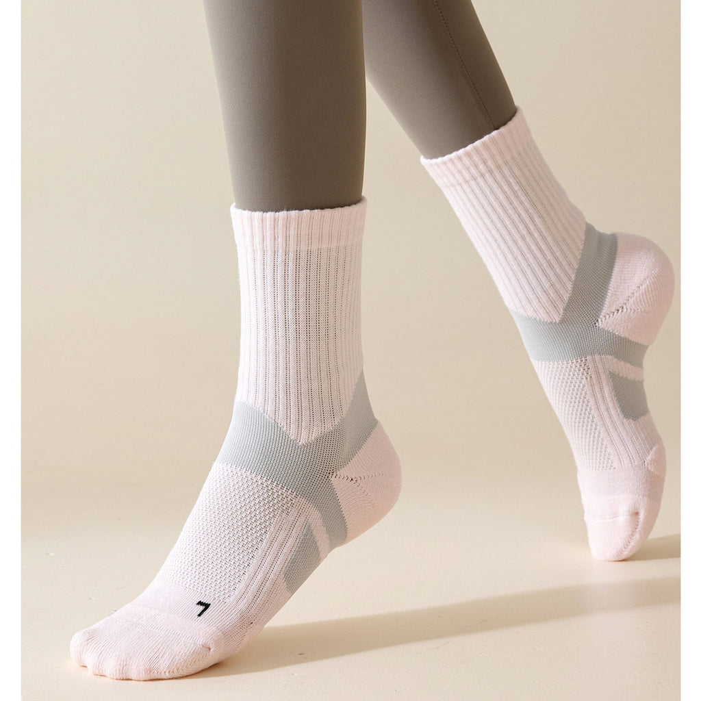 Anna-Kaci Women's 3-Pair Pack Cushioned Sports Crew Socks with Arch Support Mesh Panels and Ankle Compression
