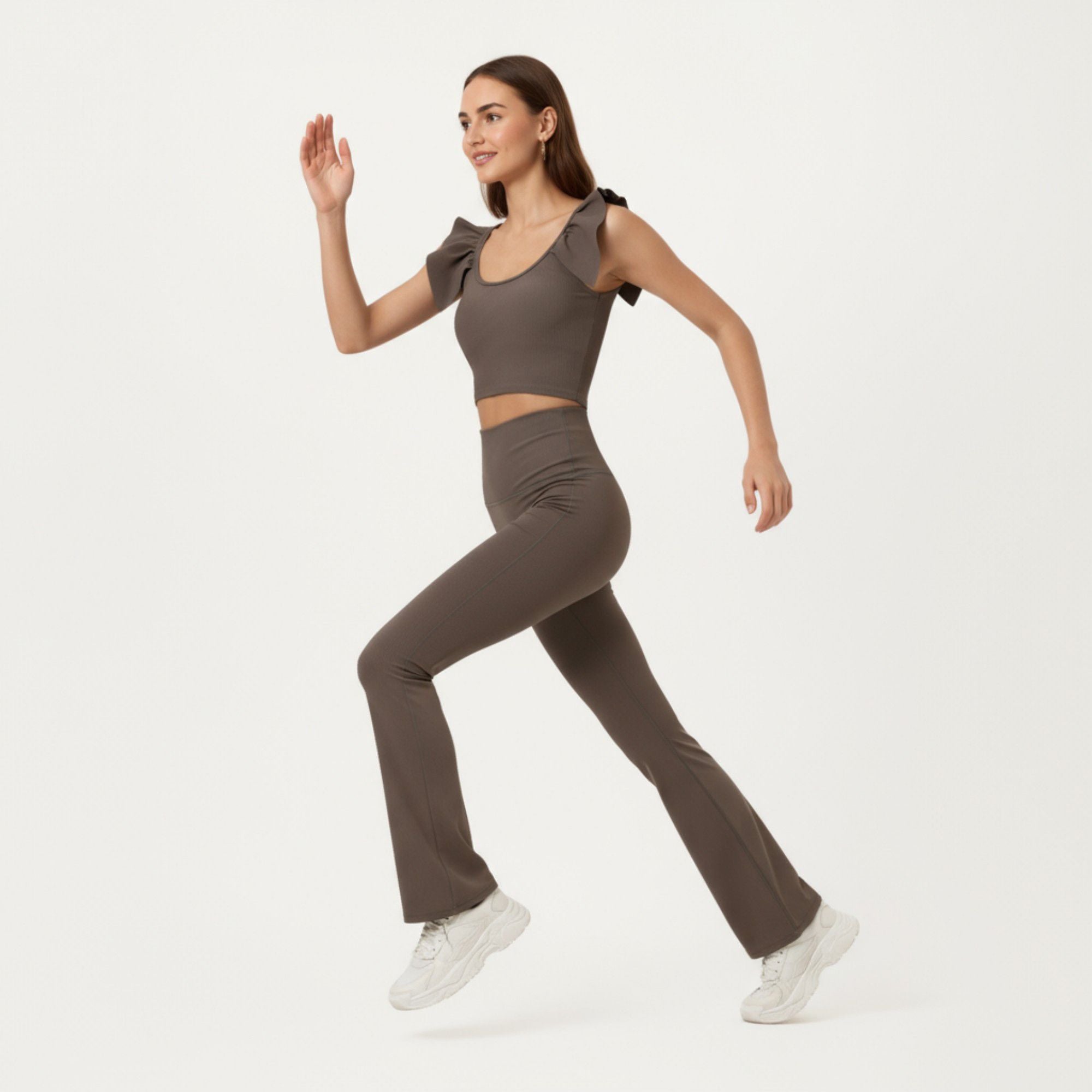 Anna-Kaci Active Women's High Waist Flare Sweatpants with Slim Fit Stretch Fabric