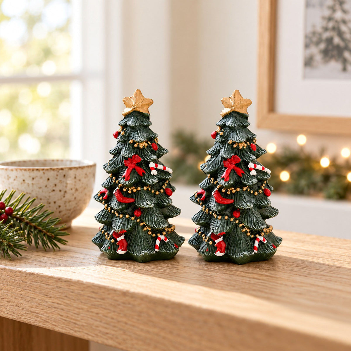 Mini Resin Christmas Tree Tabletop Holiday Decoration