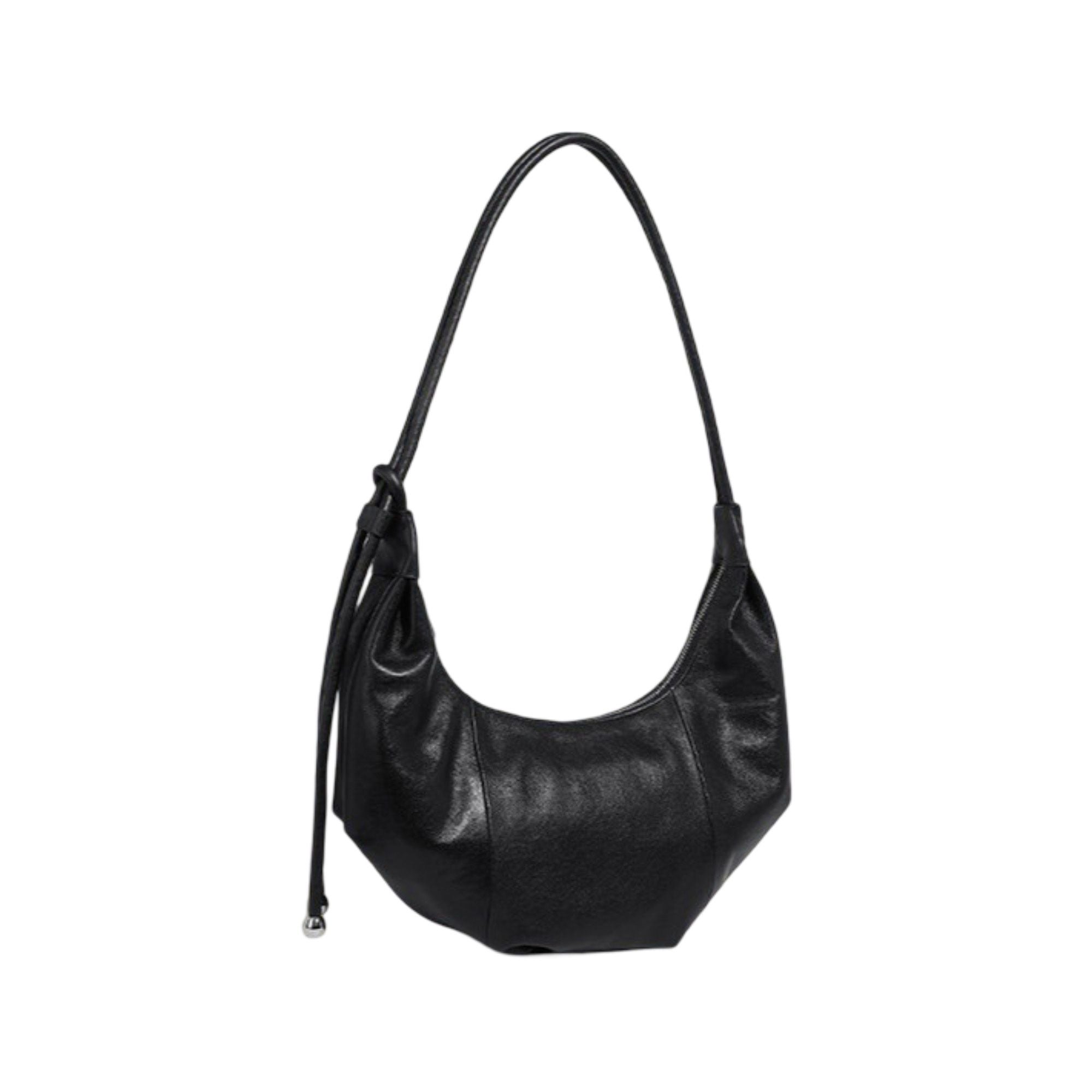 Slouchy Crescent Shoulder Bag with Genuine Leather Finish and Adjustable Strap