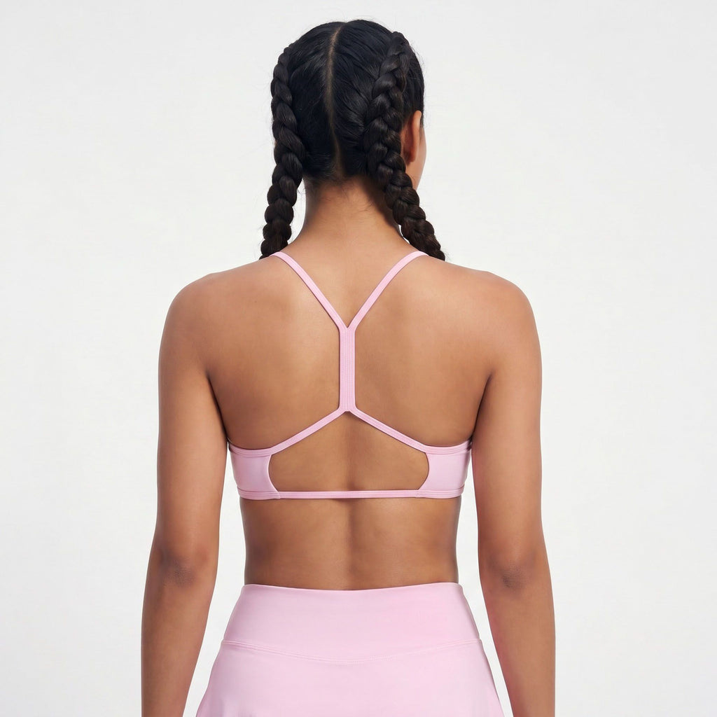 Padded Strappy Back Sports Bra Tank Top Scoop Neck Workout Yoga Crop Top