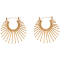 Gold Fan Hoop Fashion Earrings with Intricate Textured Detailing