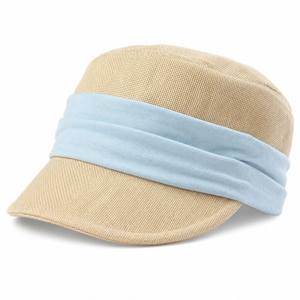 White women's hat with woven and contrast trim