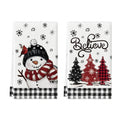 2-Pack Christmas Kitchen Towels 15.7x23.6in, Snowman & Tree Microfiber Holiday Towels