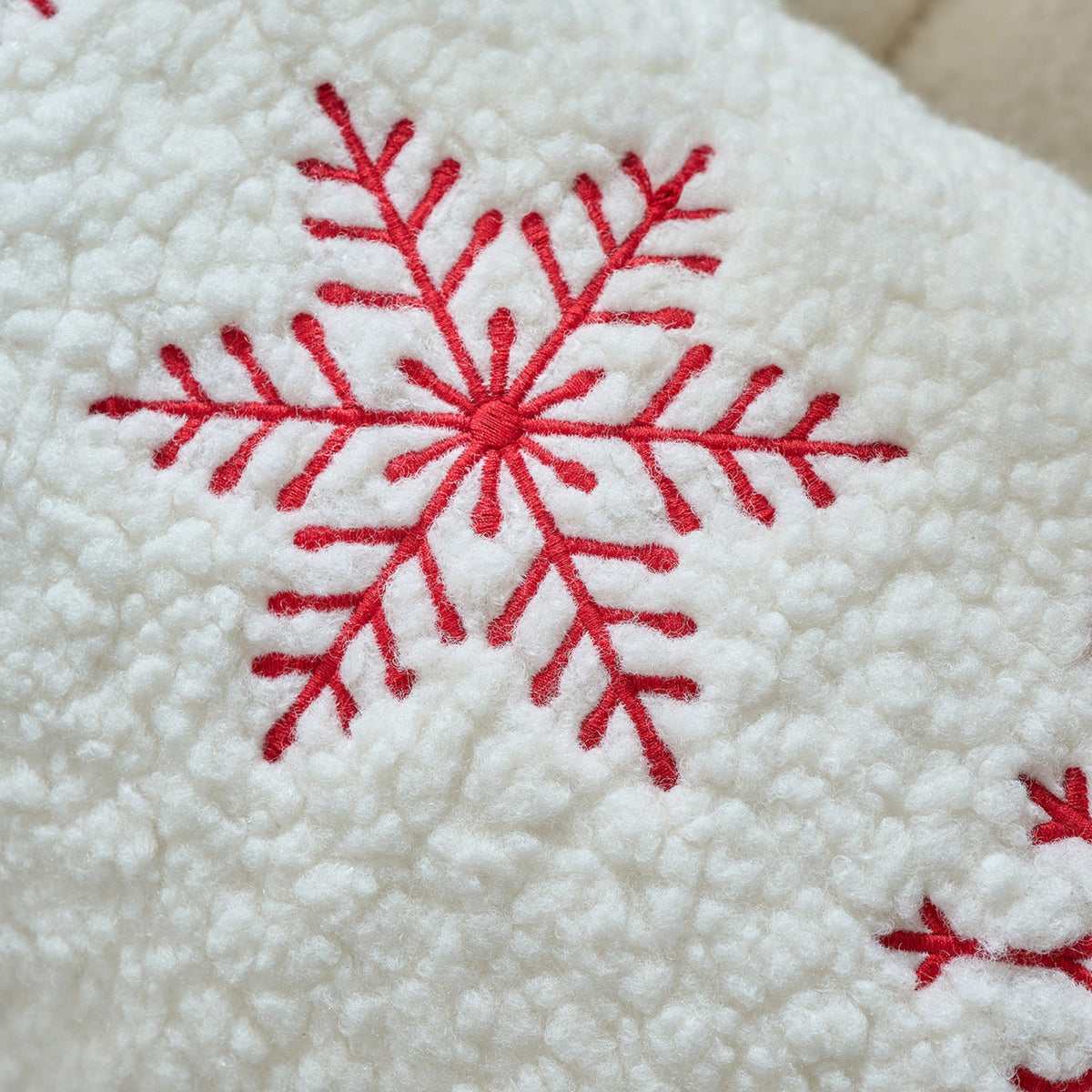 Christmas Plush Textured Lumbar Pillow Cover Gingerbread Snowflake Holiday Decor for Sofa Bed
