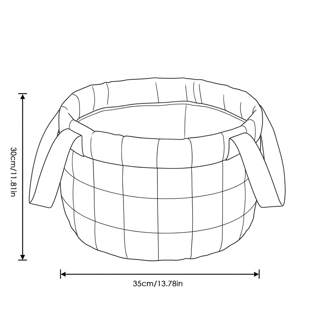 Quilted Floral Storage Basket with Handles for Home Organization