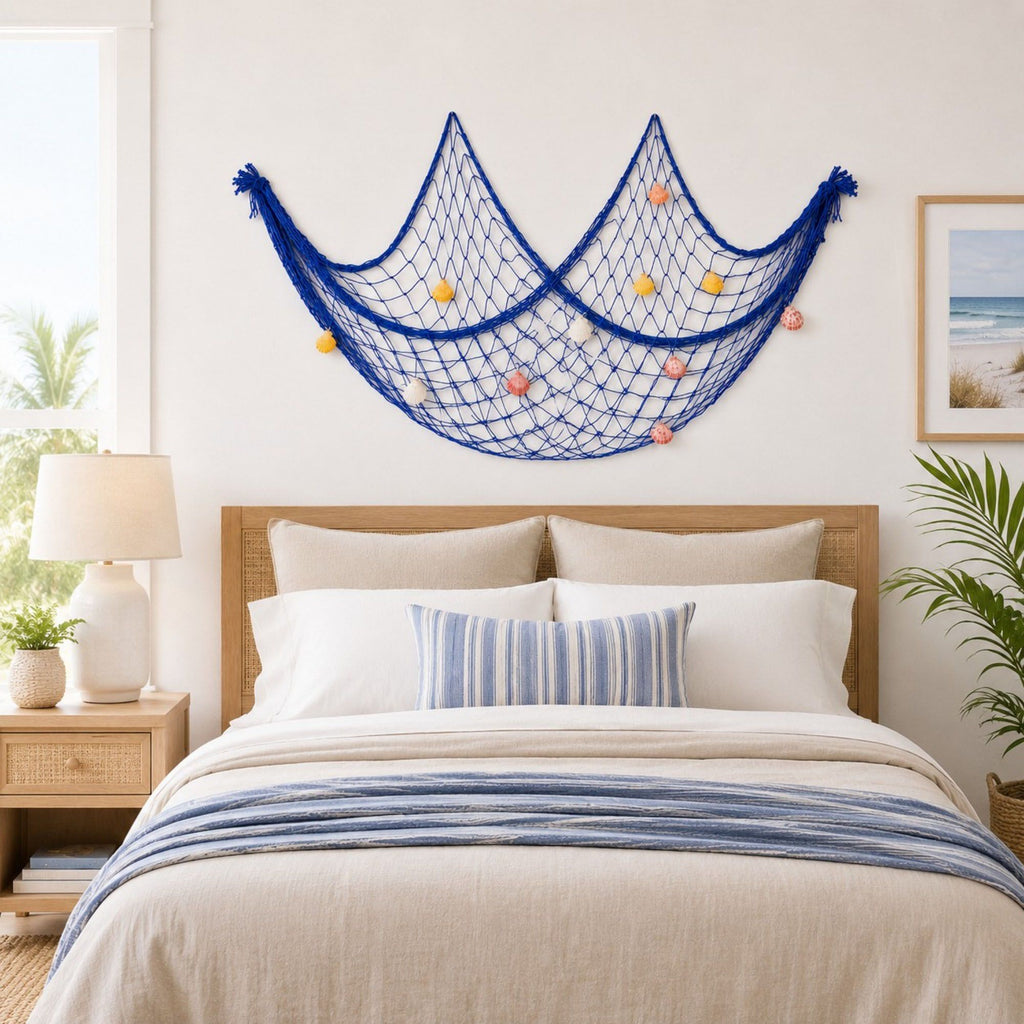 Decorative Fishing Net Wall Hanging Nautical Coastal Photo Display Decor