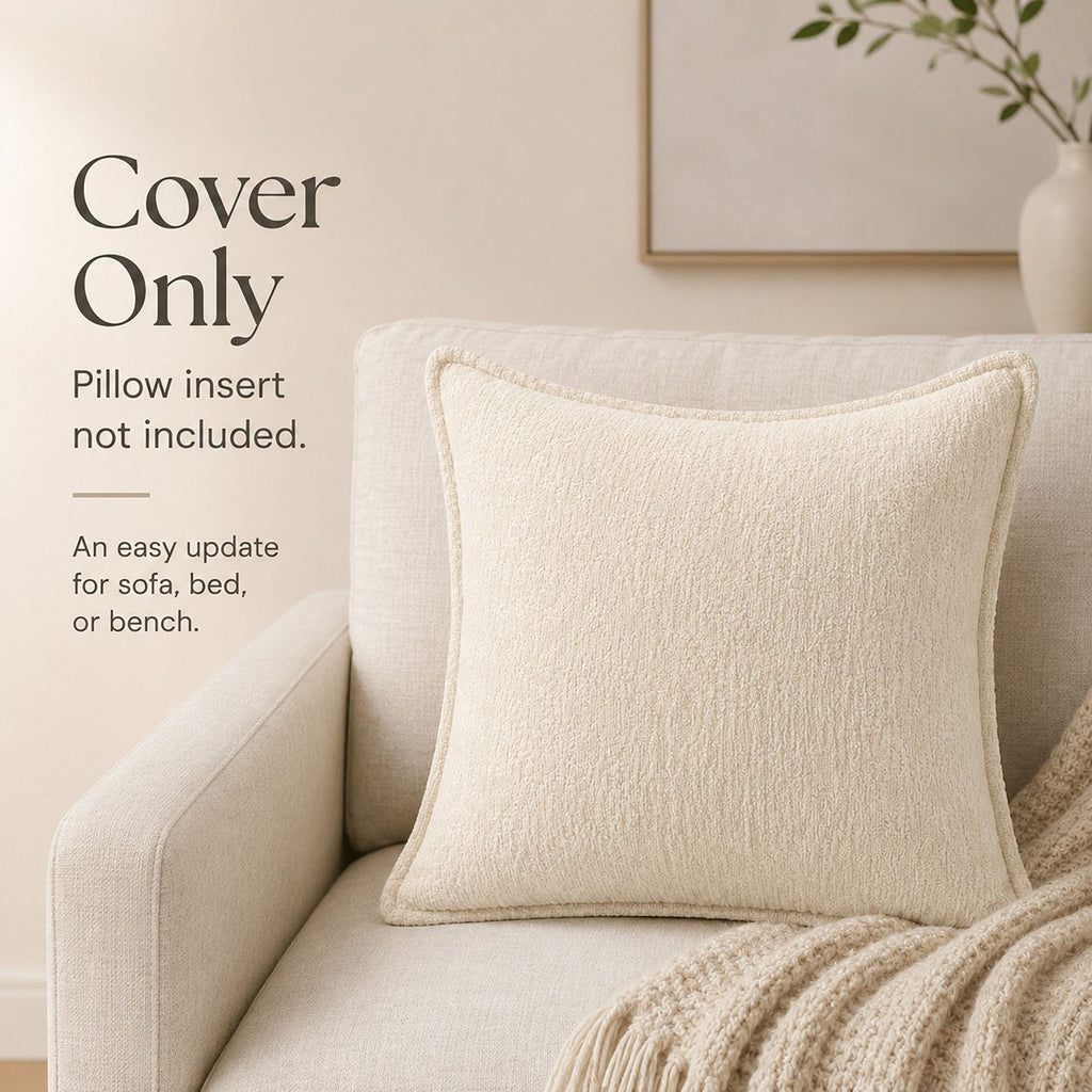 Textured Decorative Throw Pillow Cover Piped Edge Accent Cushion for Sofa Bed Chair