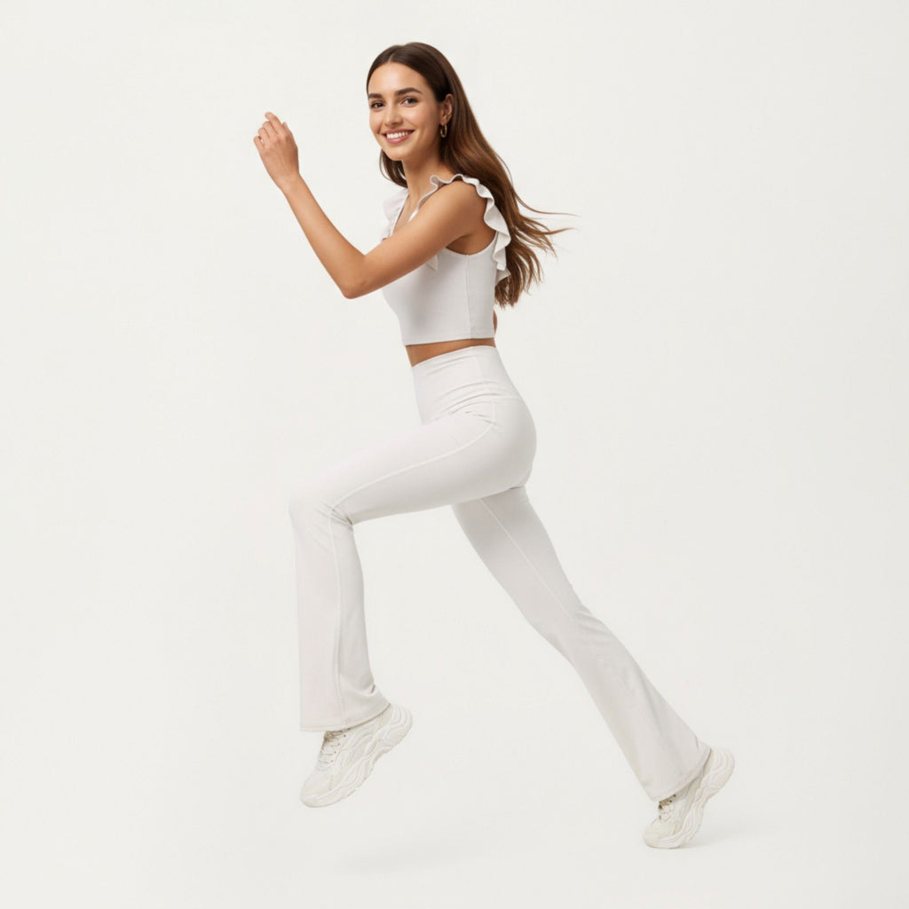 Anna-Kaci Active Women's High Waist Flare Sweatpants with Slim Fit Stretch Fabric