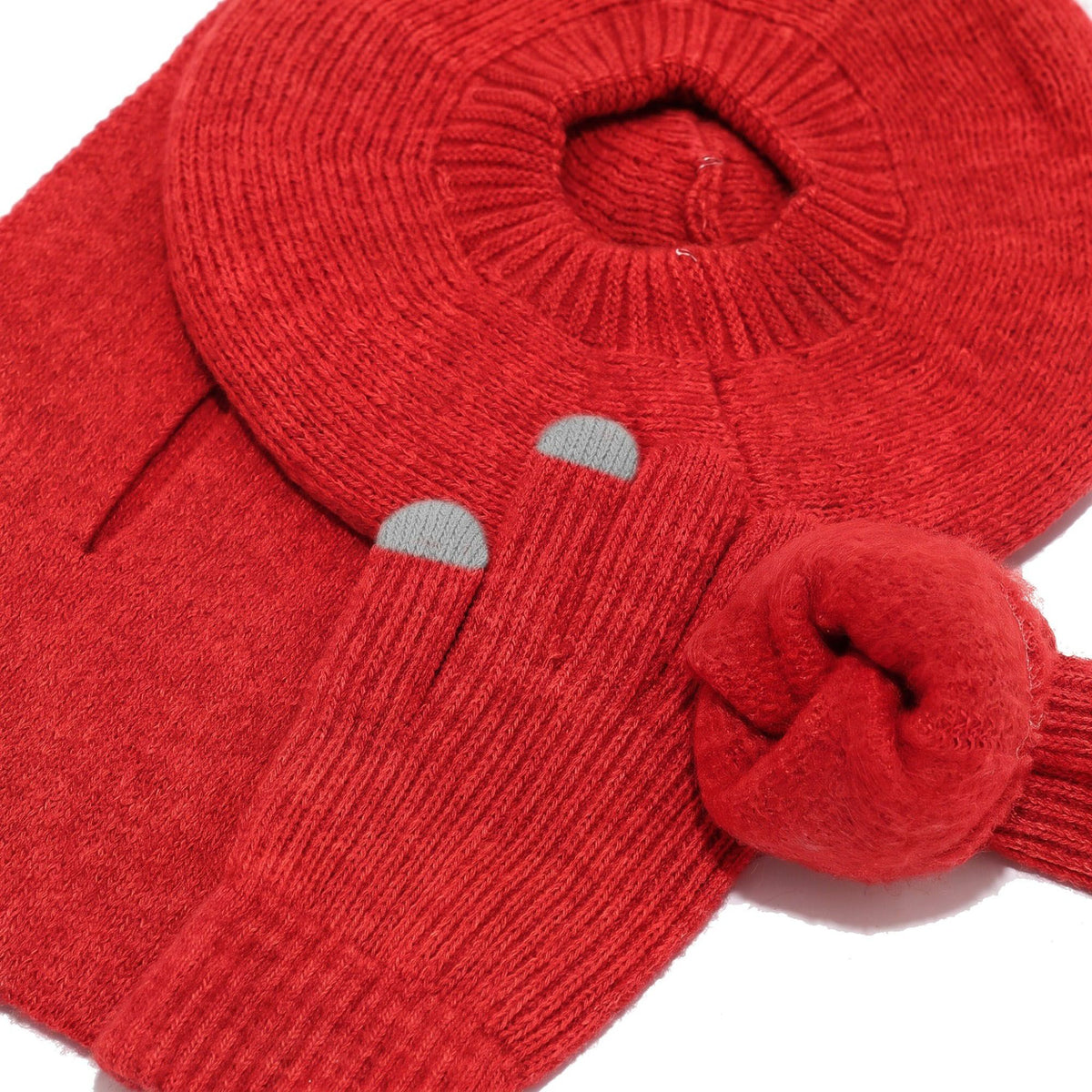 3 Piece Beret Scarf and Touchscreen Gloves Winter Set