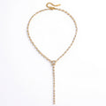 Women's Delicate Drop Pendant Necklace with Elegant Linear Chain Accents and Sparkling Detailed Centerpiece