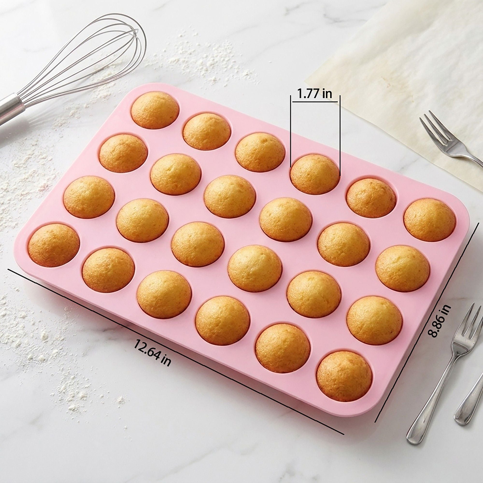 24-Cup Mini Muffin Pan - Non-Stick Bite-Sized Cupcake Mold for Baking