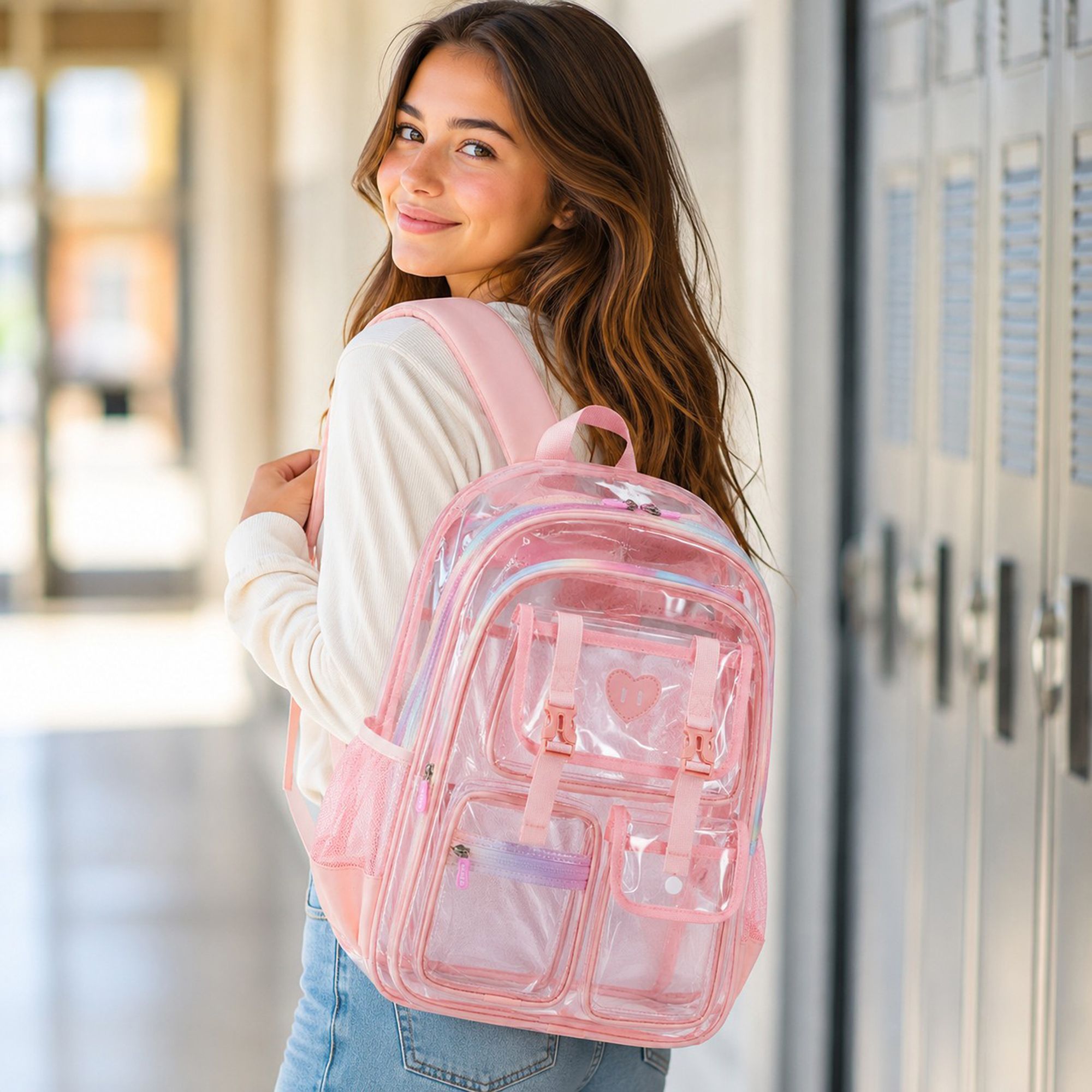 Clear Backpack with Multiple Pockets and Padded Straps