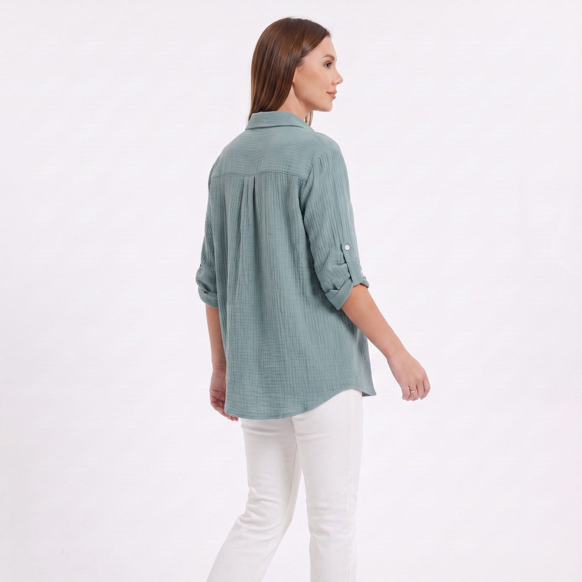 Long Sleeve Button Down Shirt with Collared Neckline