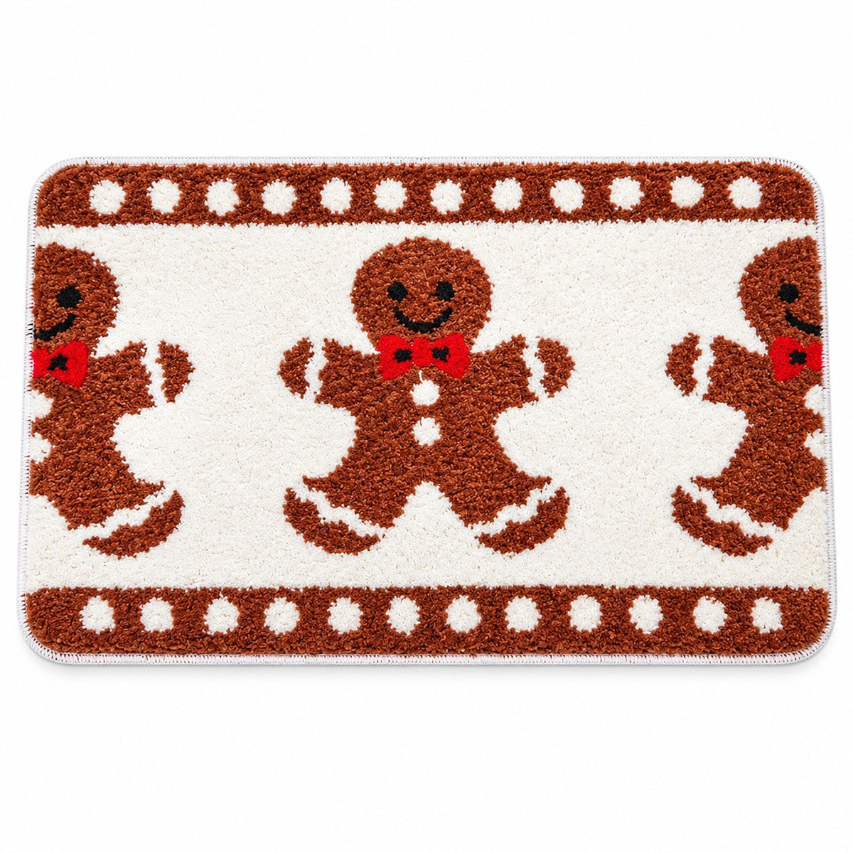 Christmas Gingerbread and Reindeer Tufted Bath Rug with Nonslip Backing 15.7 x 23.6 in