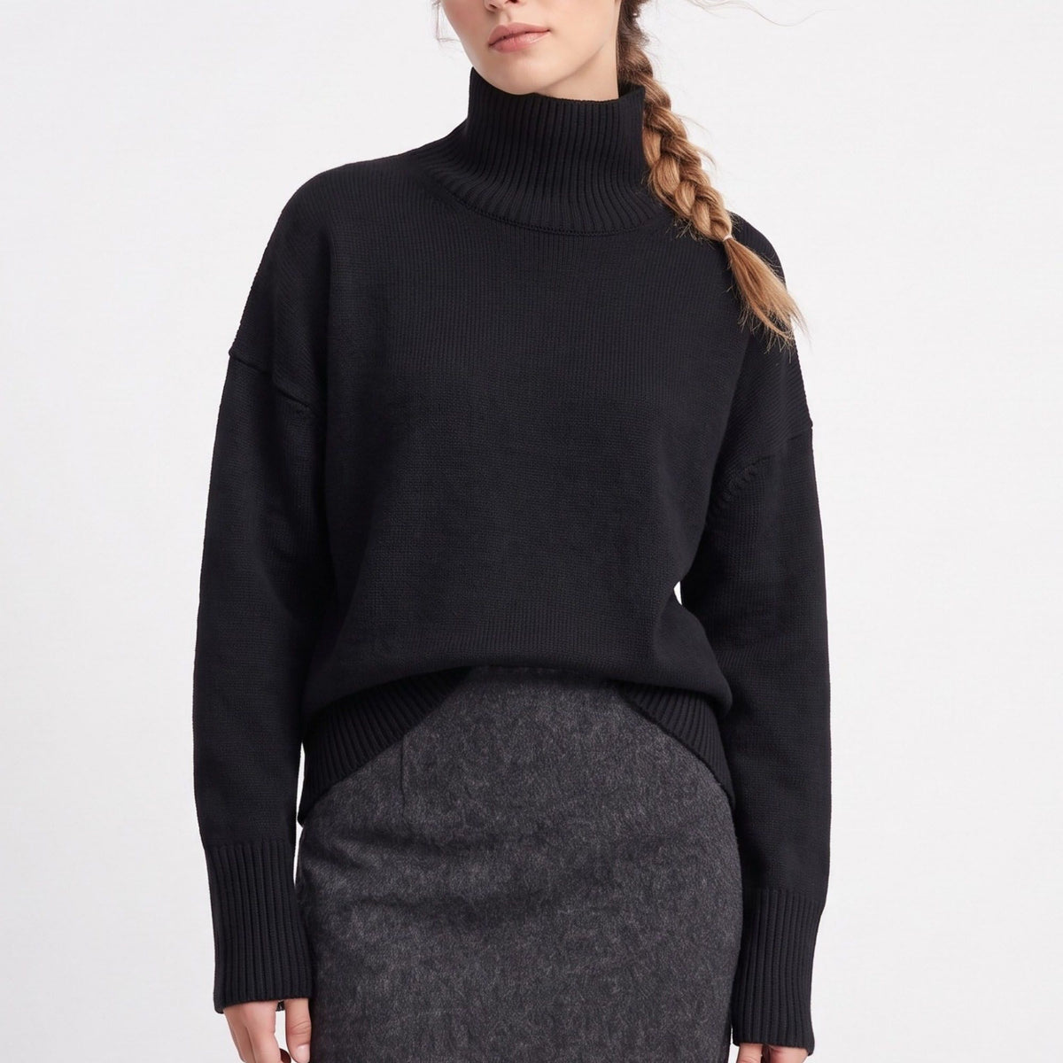 Relaxed Fit Turtleneck Pullover Sweater