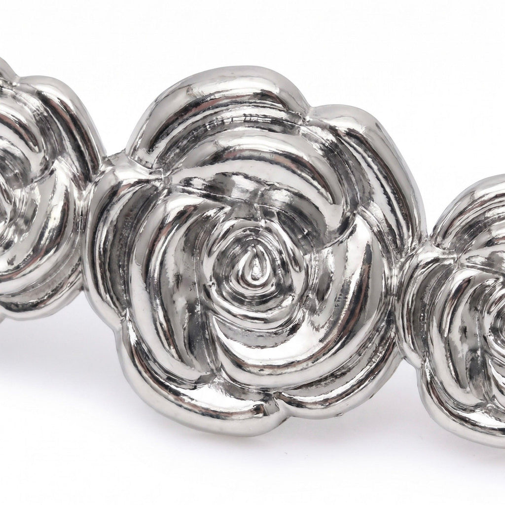 Triple Rose Thin Metal Waist Belt Adjustable Minimalist Floral Waist Jewelry 47.2in