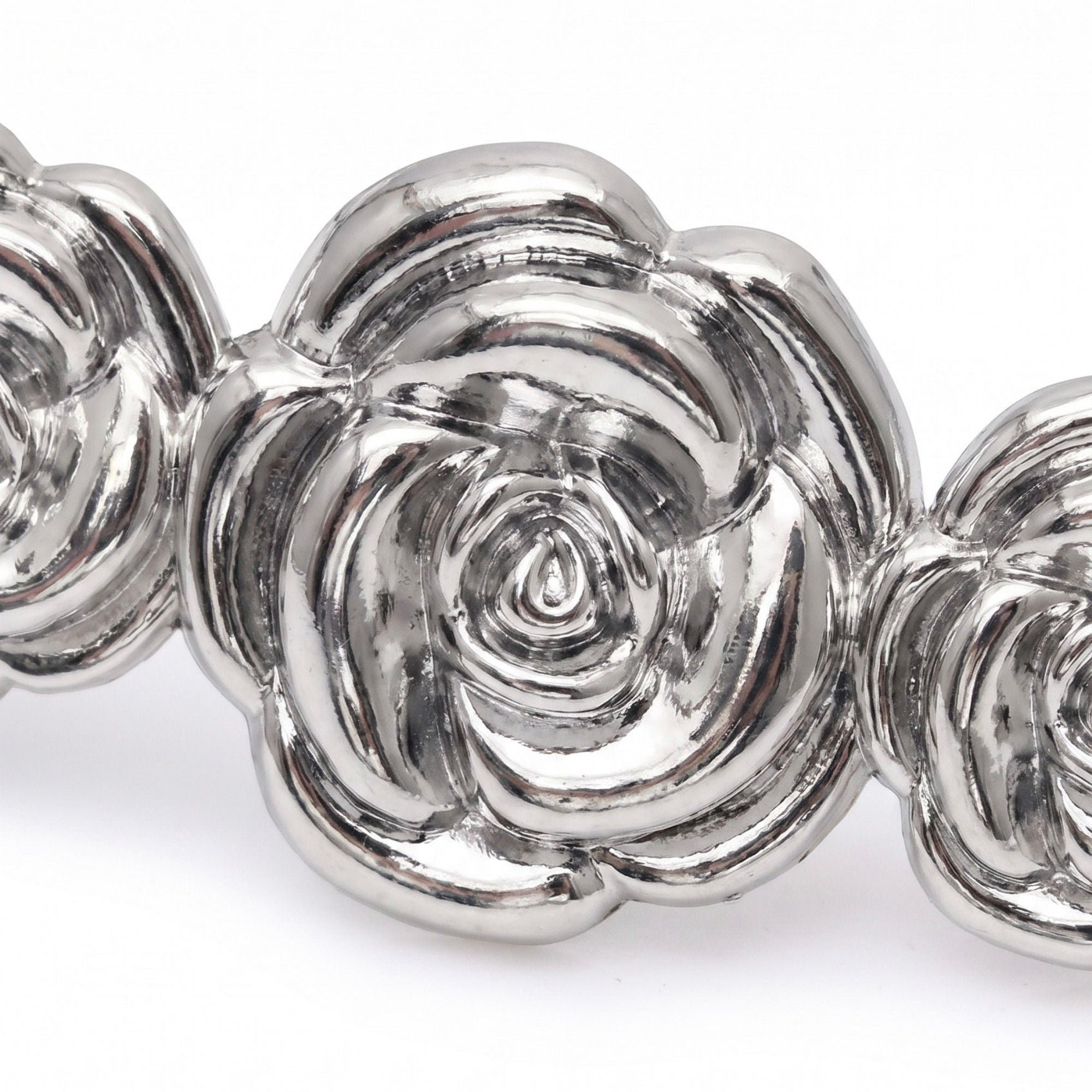 Triple Rose Thin Metal Waist Belt Adjustable Minimalist Floral Waist Jewelry 47.2in