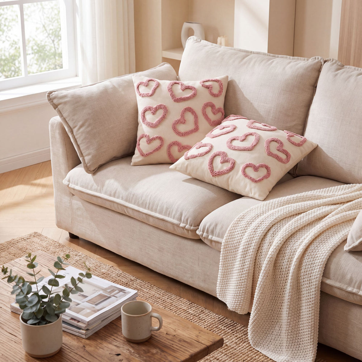 2-Pack Heart Tufted Decorative Throw Pillow Covers