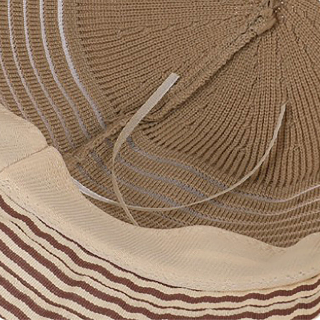 Anna-Kaci Womens Wide Brim Straw Sun Hat with Contrast Stripe Brim Bow Detail Lightweight Beach Hat