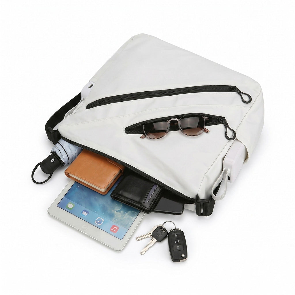 Large Nylon Crossbody Messenger Bag Adjustable Strap Multi Pocket Everyday Shoulder Bag