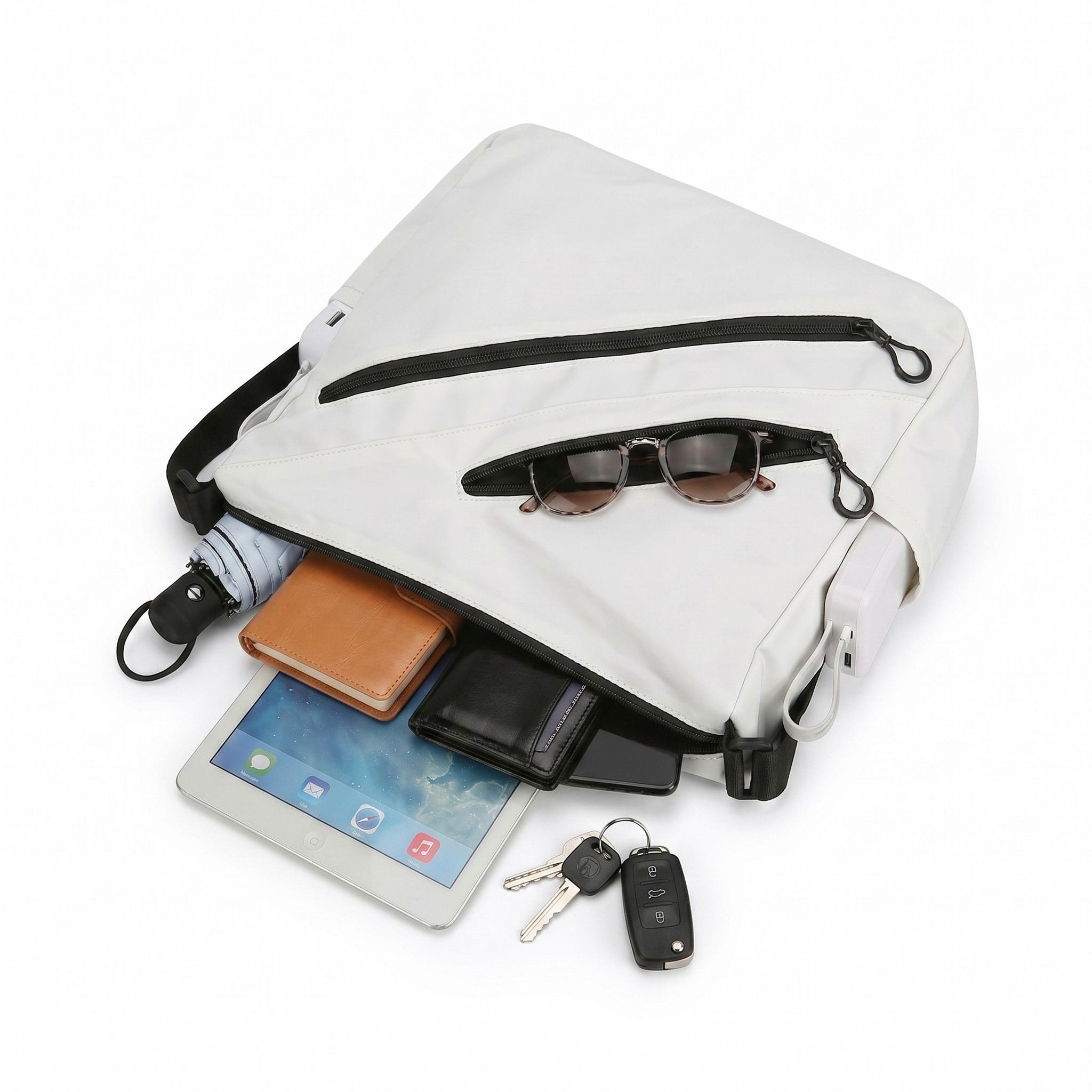 Large Nylon Crossbody Messenger Bag Adjustable Strap Multi Pocket Everyday Shoulder Bag