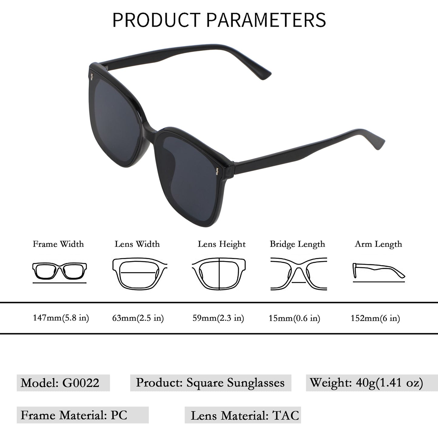 Anna-Kaci Chic Square Women's Polarized Sunglasses UV400 Protection
