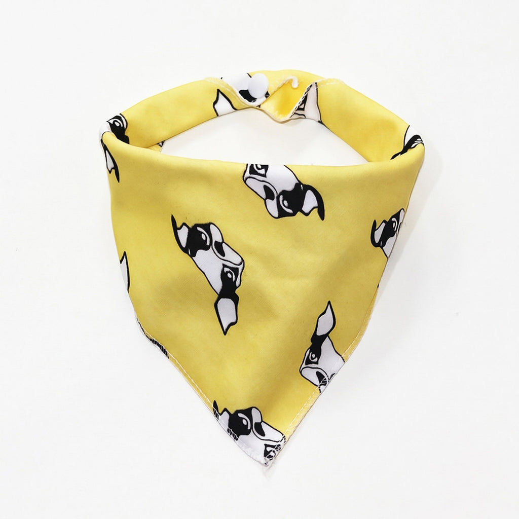 Dog Bandana Scarf Yellow with Black and White Pattern Pet Neck Accessory