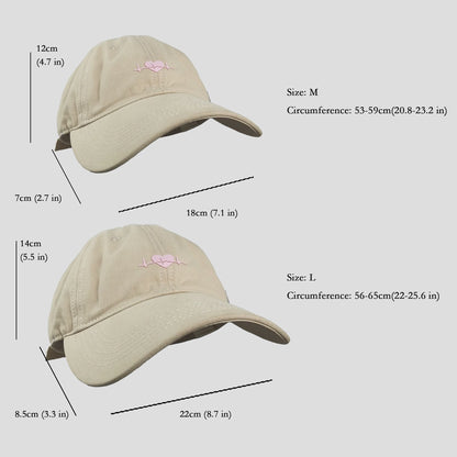 Anna-Kaci Women's Embroidered Heartbeat Baseball Cap with Adjustable Strap and Curved Brim Casual Cotton Hat