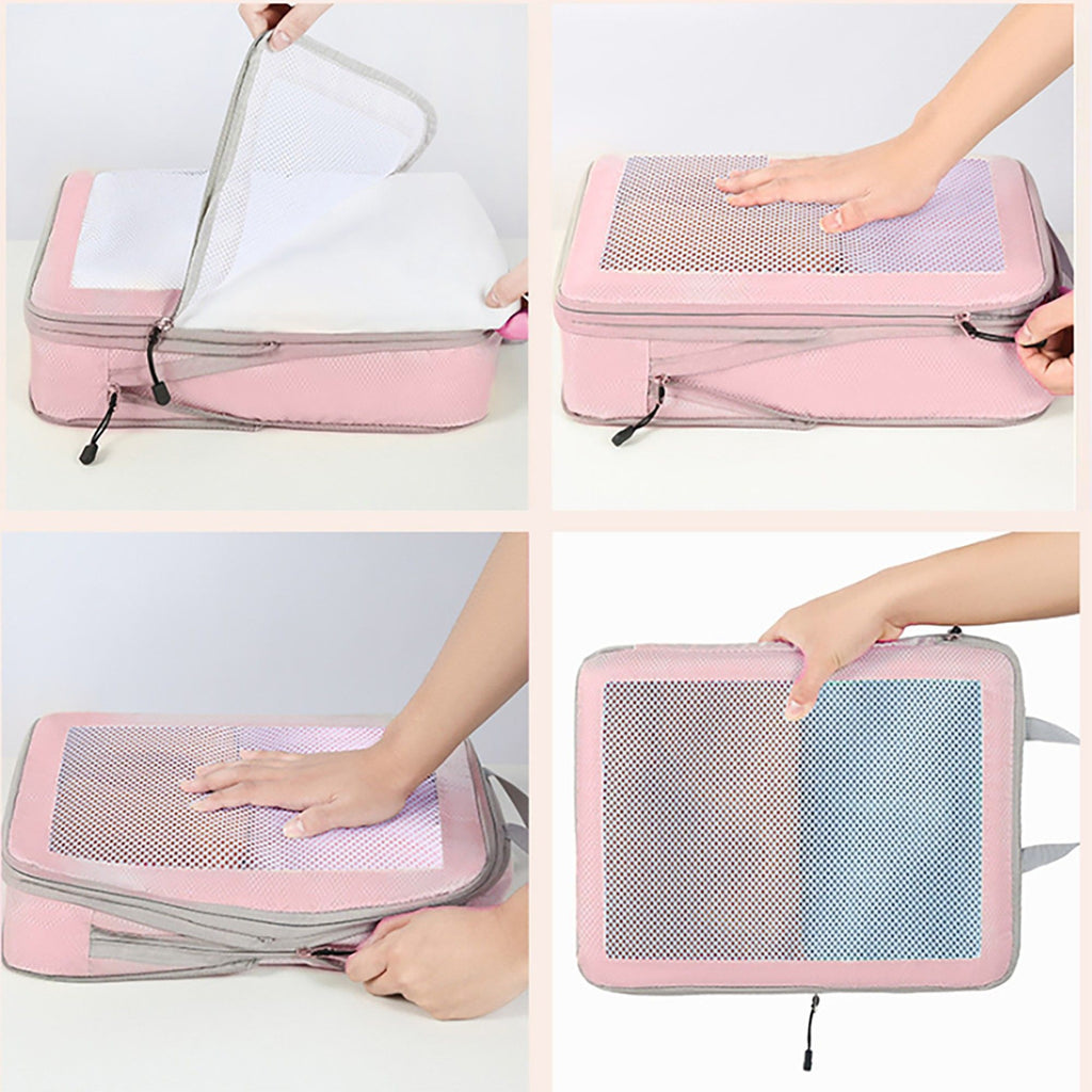 Travel Packing Cubes Set with Mesh Front Panel Zipper Storage Bags Lightweight Luggage Organizer Multi Size Set
