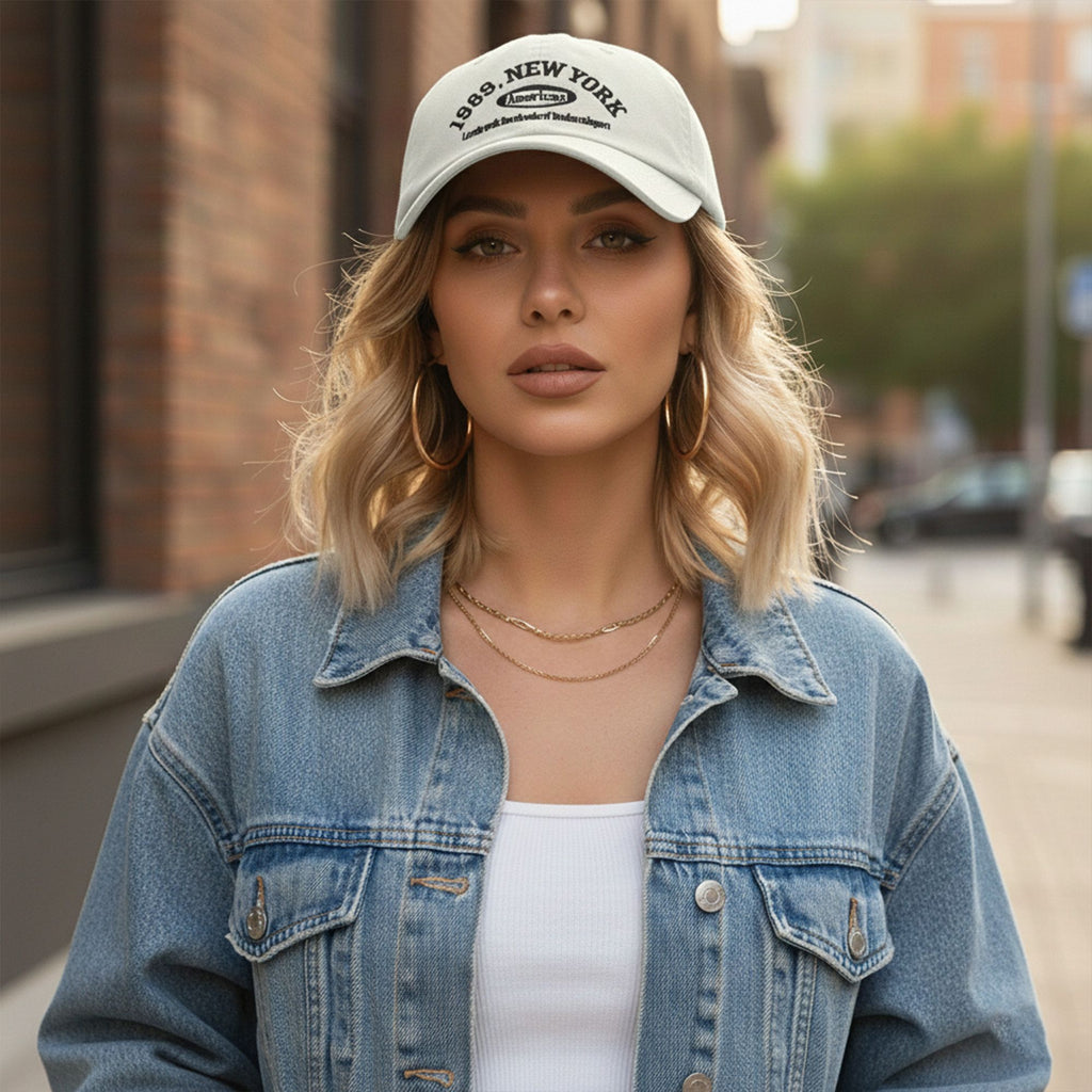Anna-Kaci Cotton Baseball Cap with Embroidered Lettering Adjustable Strap Back