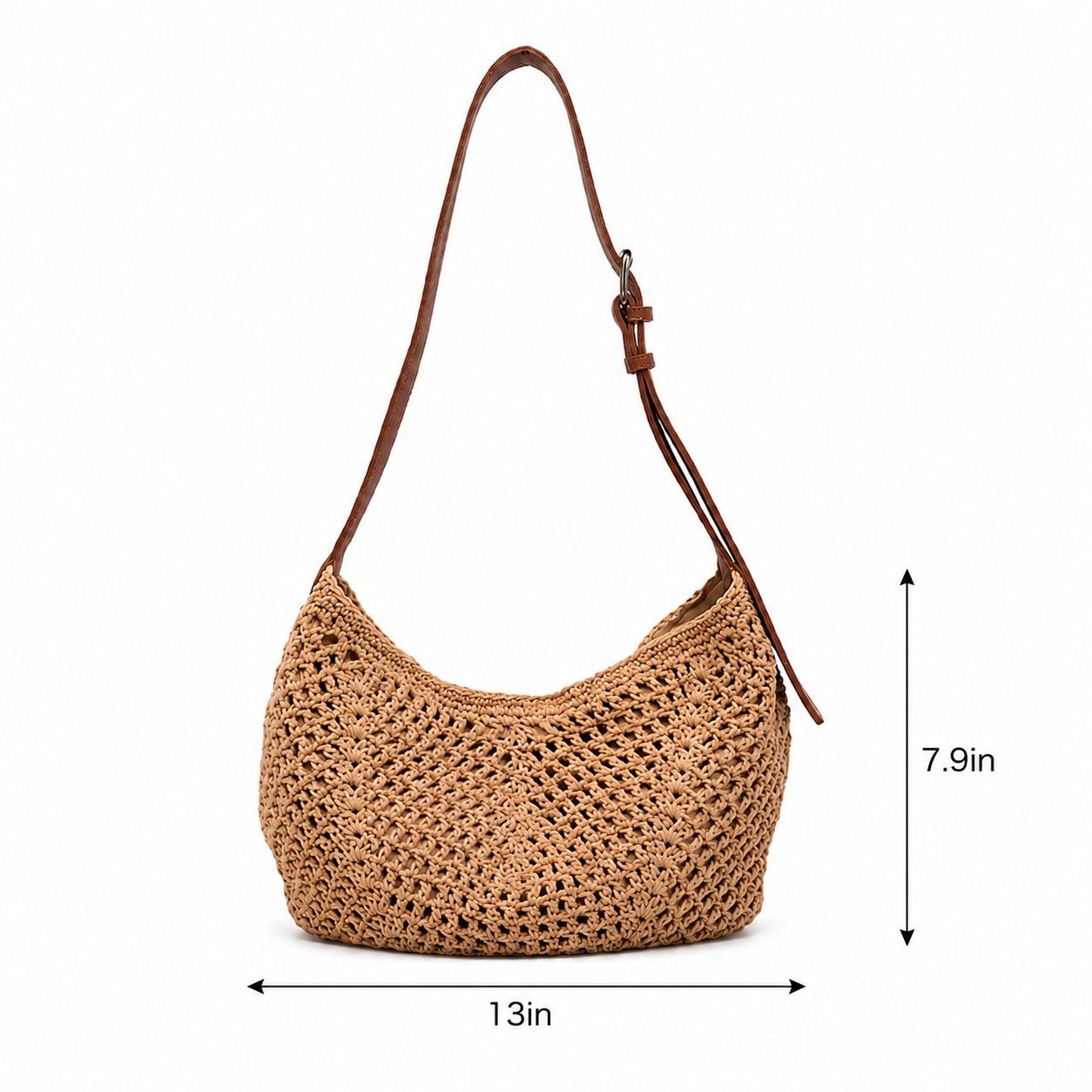 Woven Hobo Shoulder Bag with Magnetic Closure and Adjustable Strap