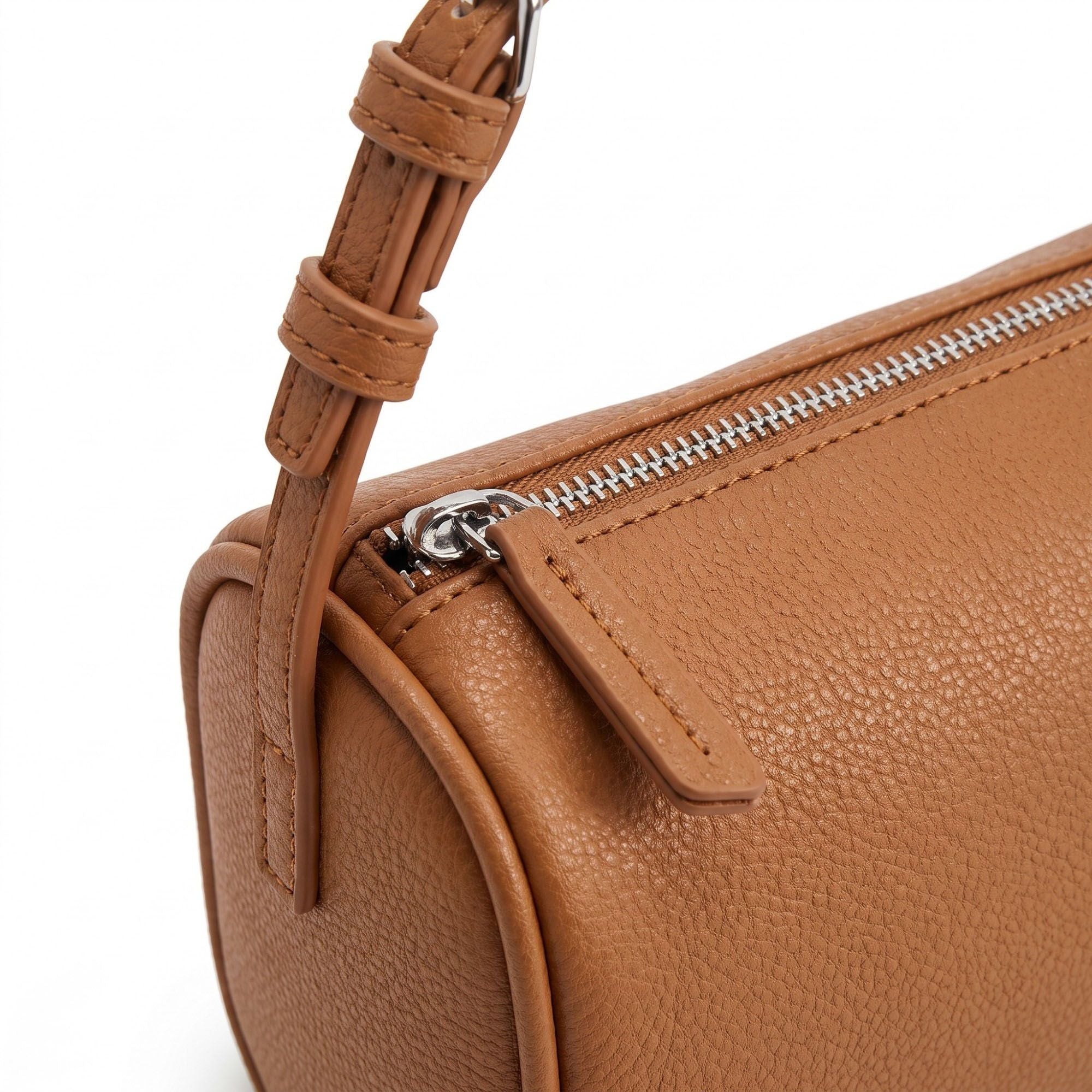 Barrel Shoulder Bag with Adjustable Strap and Top Zipper Closure 7.5x4.5x3in