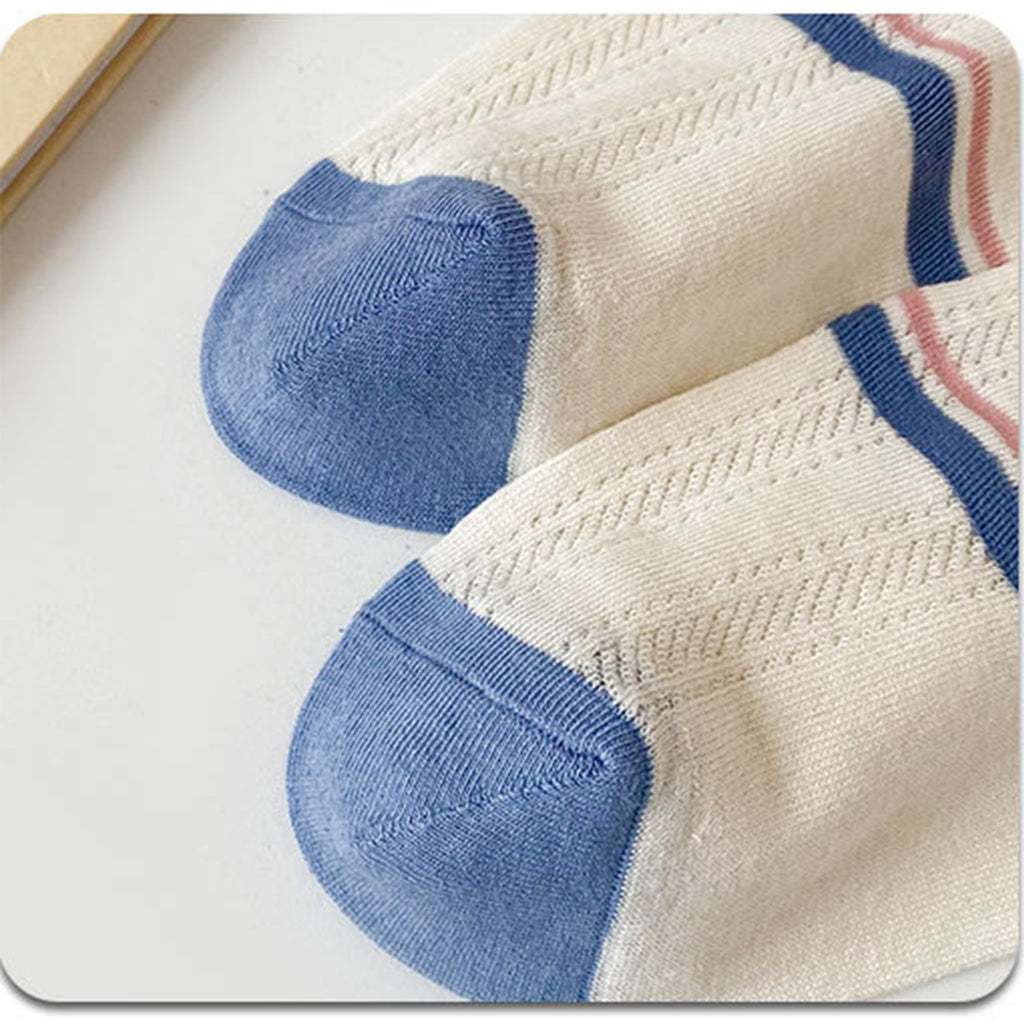 Anna-Kaci 4 Pairs Women's Low-Cut Mesh Knit Cotton Socks Cute Pattern Breathable Stretch for Everyday Casual Wear
