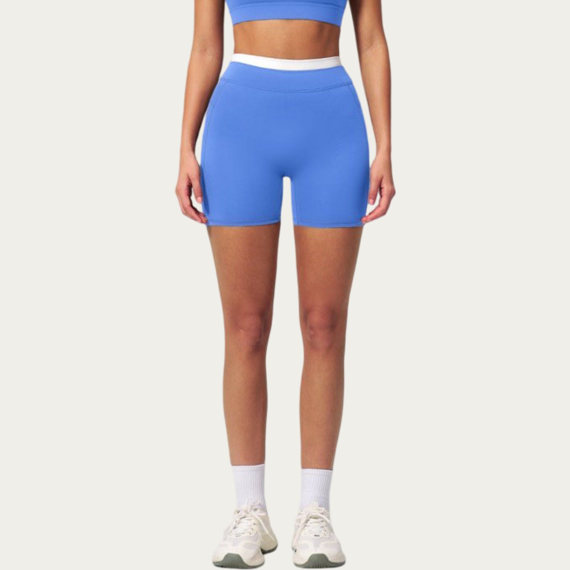 Anna-Kaci Active Women's High Waist Biker Shorts with Smooth Stretch Fabric and Contrast Waistband