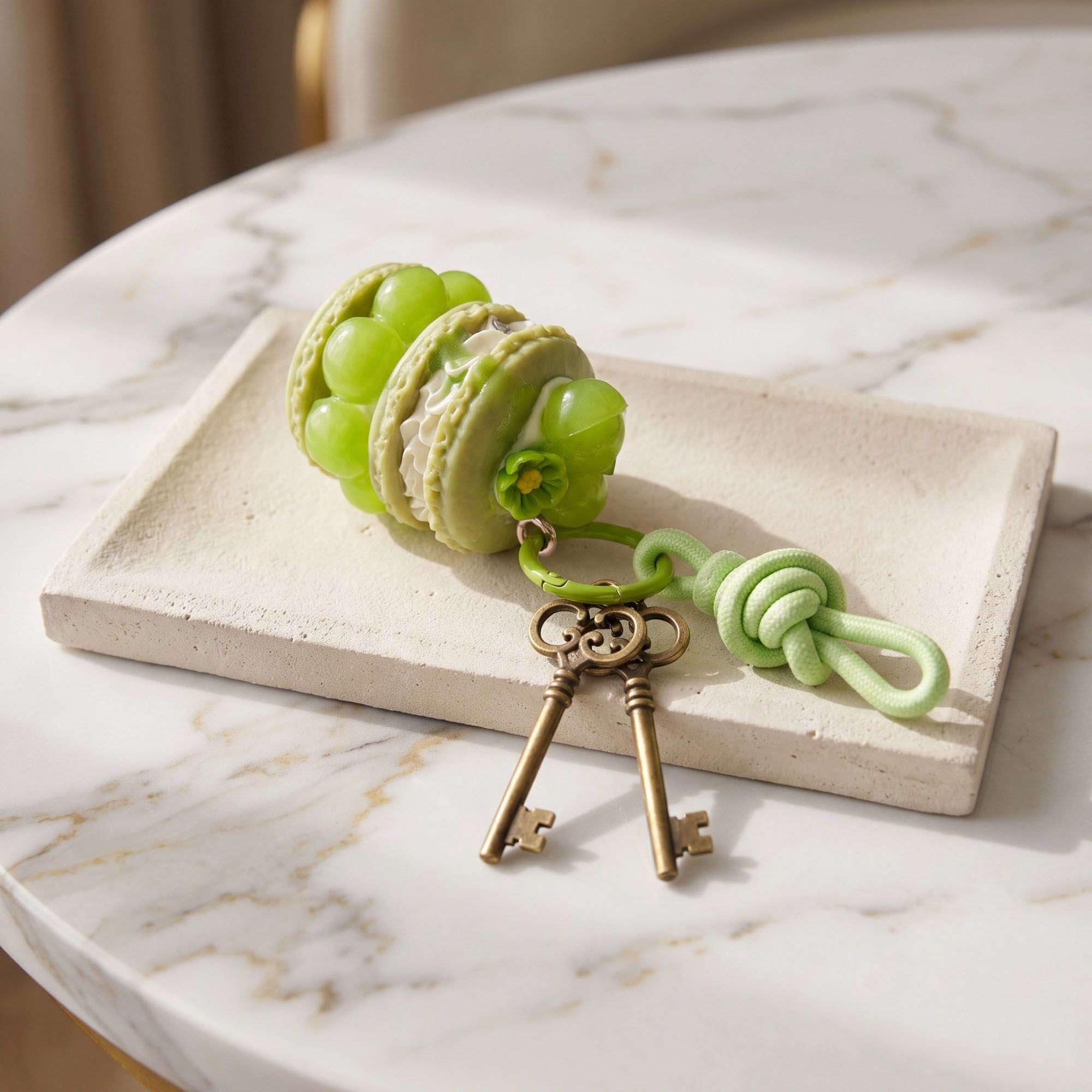 Bag Charm with Hanging Loop and Decorative Dessert Accent