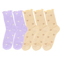 Anna-Kaci Women's 5-Pair Set Frilly Crew Socks with Valentine Heart Pattern and Ruffle Trim Breathable Knit Design for Flats or Loafers