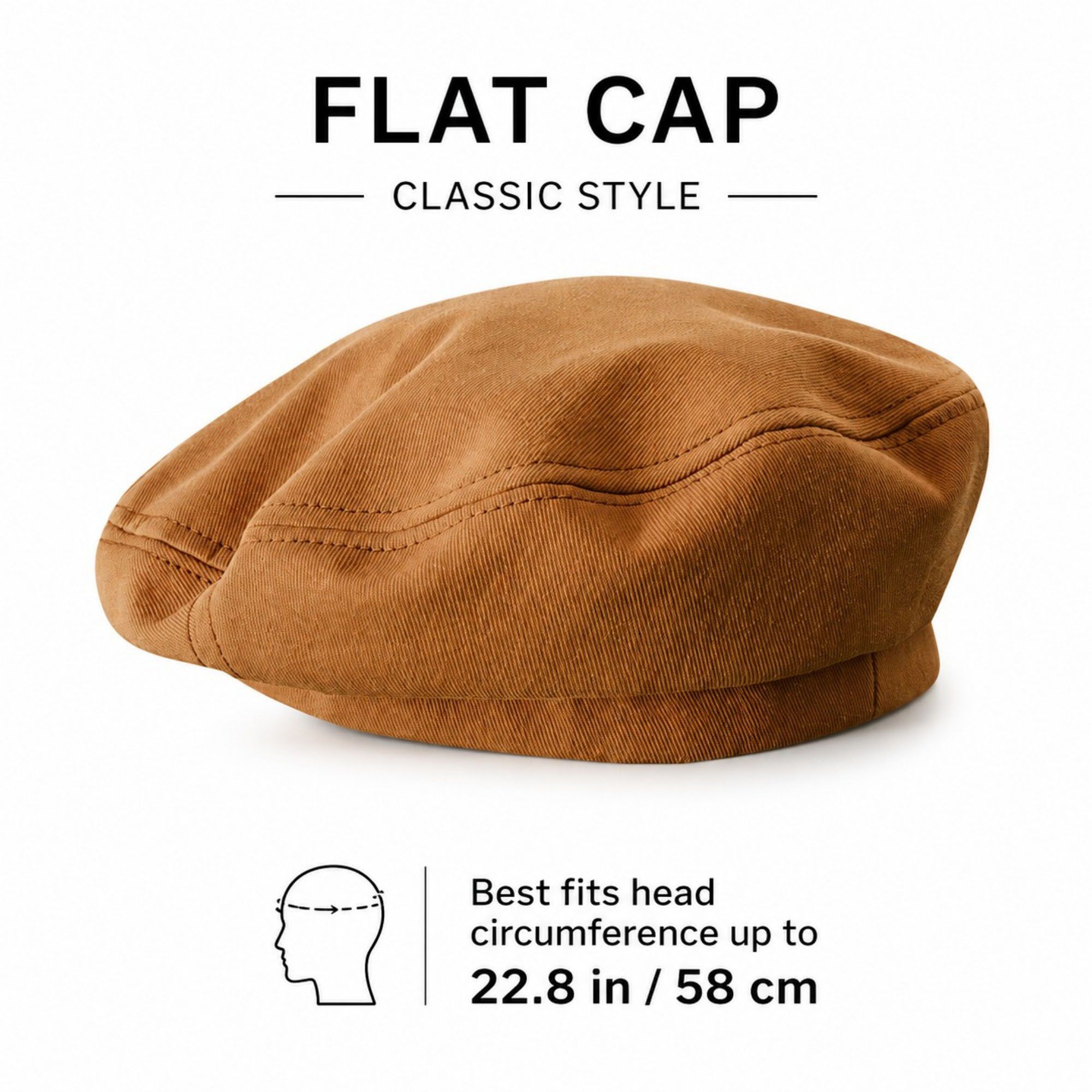 Men's Classic Flat Cap Fine Ribbed Ivy Newsboy Driving Hat