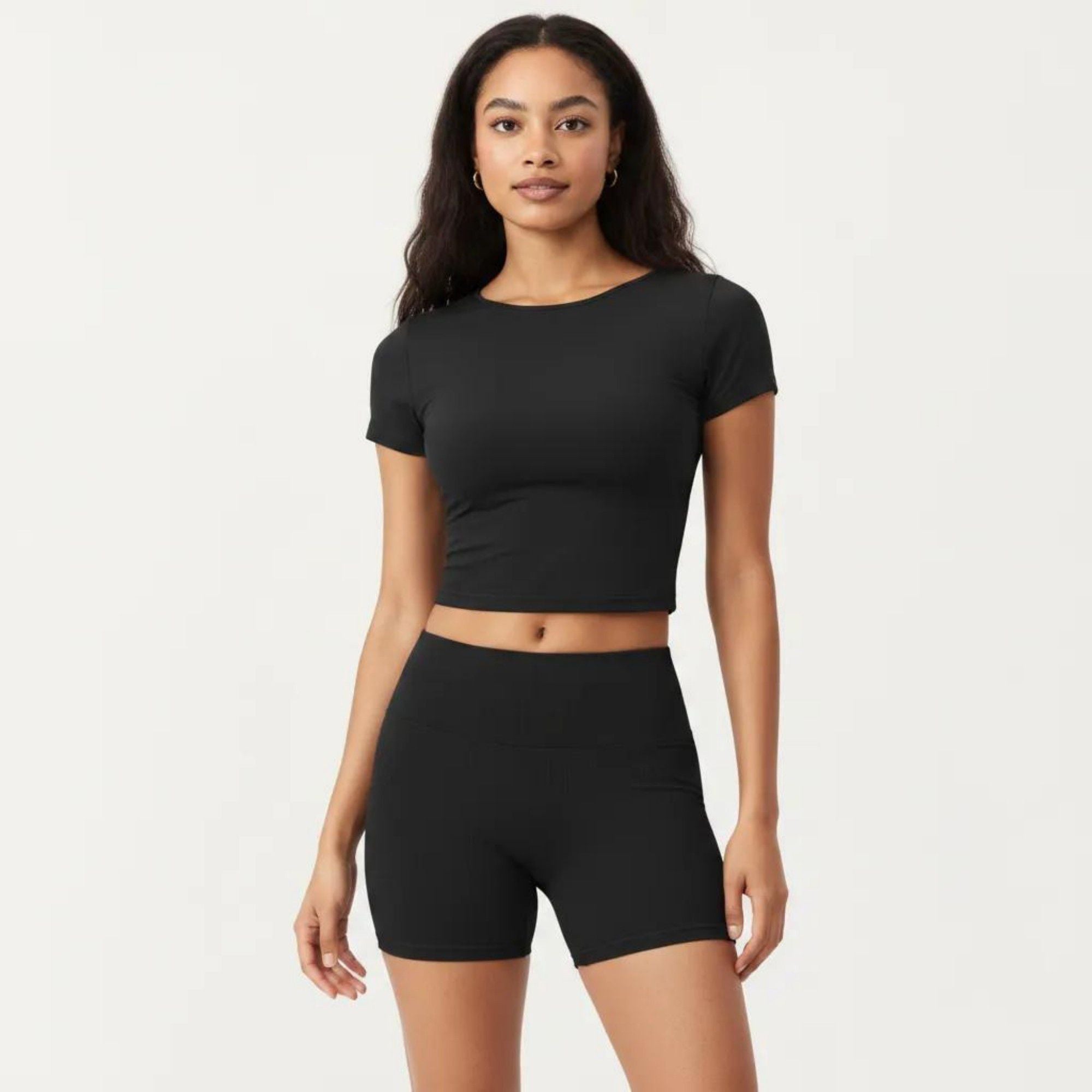Anna-Kaci Active Women's Short Sleeve Cropped Active Top with Crew Neck and Smooth Stretch Fit